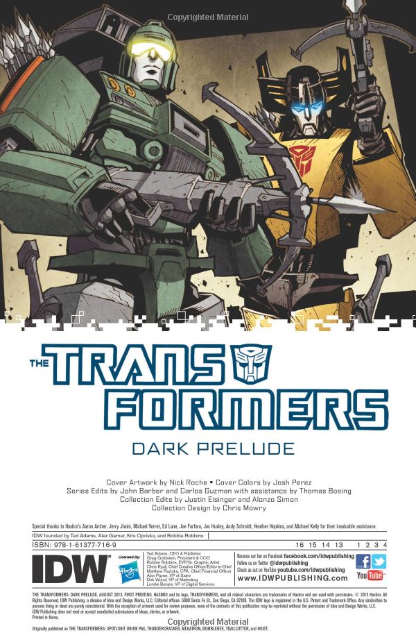 Transformers: Dark Prelude Trade Paperback - The Spotlight Collection